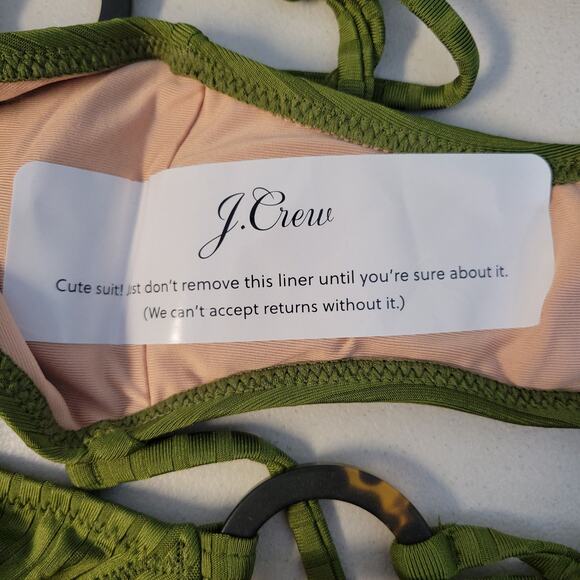 NWT J.Crew Wide Rib Curved Waist Cheeky String Bikini Bottom  w/‎ Rings Size M - Picture 6 of 6